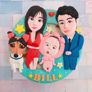 台北客製化蛋糕推薦，Ｑ版全家福造型生日蛋糕登場