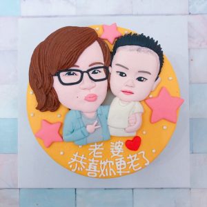 台北客製化造型蛋糕推薦，Ｑ版親子生日蛋糕